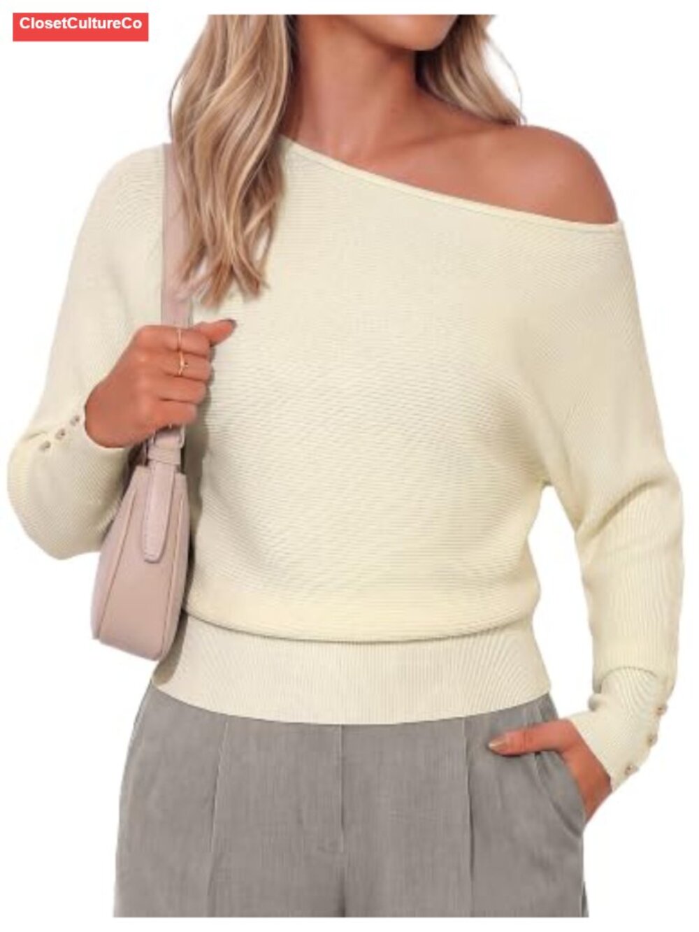 Womens Off Shoulder Sweater Batwing Sleeve Knit Pullover Dolman Top